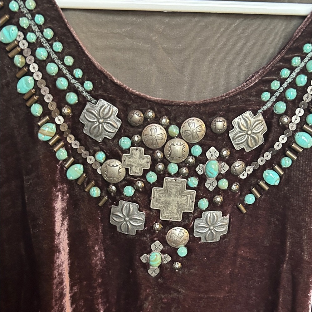 Double D Ranch Velvet Tunic Top in Deep Brown - Picture 3 of 6